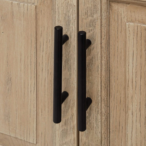 Modern Freestanding 24-Inch Natural Bathroom Vanity with White Ceramic Sink, Hot and Cold Faucet, 2-Door Cabinet & Open Iron Shelf, Magnesium Oxide and Iron Frame Default -DTYStore