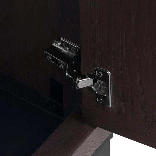 Modern Freestanding 24-Inch Walnut Bathroom Vanity with White Ceramic Sink, Hot and Cold Faucet, 2-Door Cabinet & Open Iron Shelf, Magnesium Oxide and Iron Frame Default -DTYStore