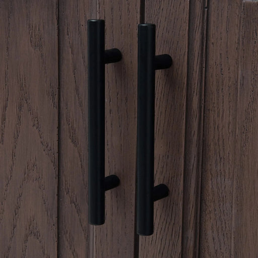 Modern Freestanding 24-Inch Walnut Bathroom Vanity with White Ceramic Sink, Hot and Cold Faucet, 2-Door Cabinet & Open Iron Shelf, Magnesium Oxide and Iron Frame Default -DTYStore