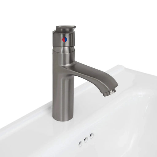 Modern Freestanding 24-Inch Walnut Bathroom Vanity with White Ceramic Sink, Hot and Cold Faucet, 2-Door Cabinet & Open Iron Shelf, Magnesium Oxide and Iron Frame Default -DTYStore