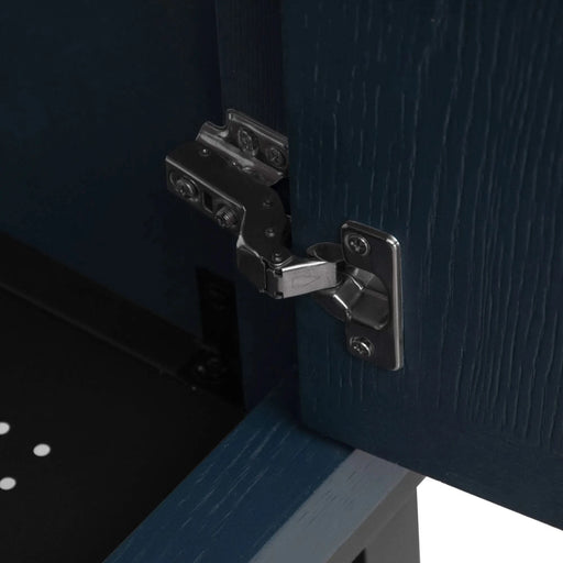 Modern Freestanding 32-Inch Blue Bathroom Vanity with White Ceramic Sink, Hot and Cold Faucet, 2-Door Cabinet & Open Iron Shelf, Magnesium Oxide Frame Default -DTYStore