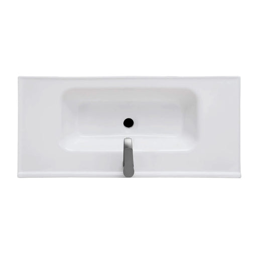 Modern Freestanding 36-Inch Bathroom Vanity with White Ceramic Sink, Hot and Cold Faucet, 2-Door Walnut Cabinet & Open Iron Shelf Default -DTYStore