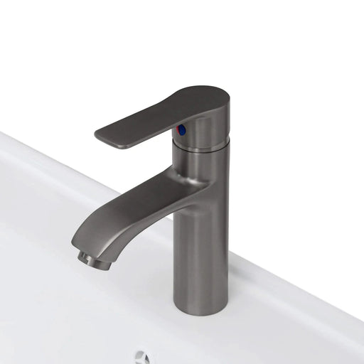 Modern Freestanding 36-Inch Bathroom Vanity with White Ceramic Sink, Hot and Cold Faucet, Storage Cabinet & Open Iron Shelf Default -DTYStore