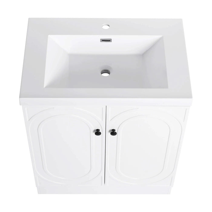 Modern Freestanding Bathroom Vanity White Resin Sink with Soft-Close Cabinet Doors in Plywood Default -DTYStore