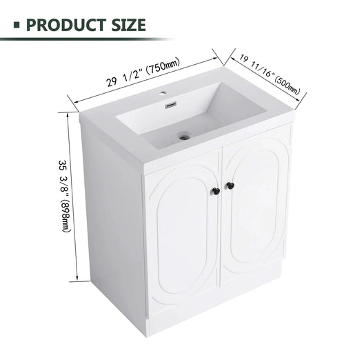 Modern Freestanding Bathroom Vanity White Resin Sink with Soft-Close Cabinet Doors in Plywood Default -DTYStore