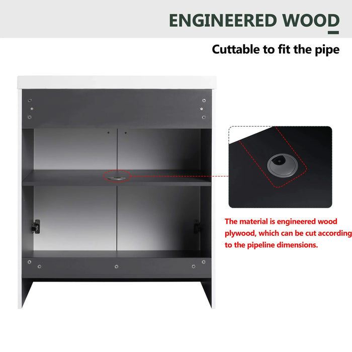 Modern Freestanding Bathroom Vanity White Resin Sink with Soft-Close Cabinet Doors in Plywood Default -DTYStore