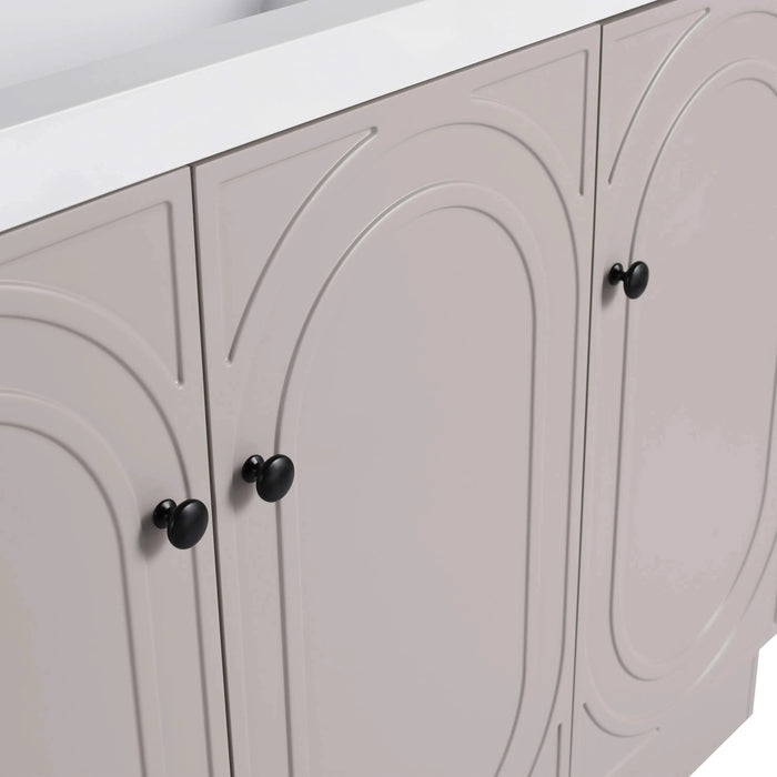 Modern Freestanding Bathroom Vanity with 3 Soft-Close Cabinet Doors in Khaki Plywood - 48 Inches, Excluding Sink Default -DTYStore