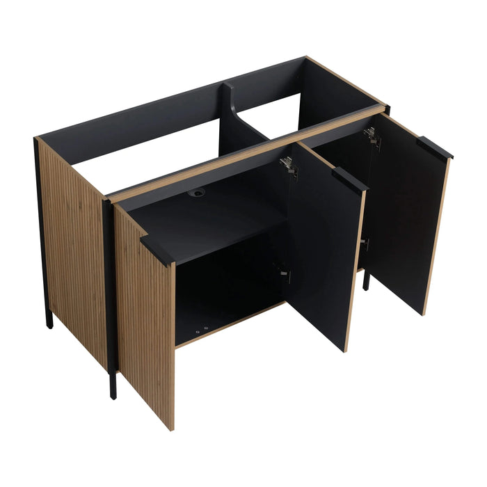 Modern Freestanding Bathroom Vanity with Adjustable Shelves in Light Coffee Plywood, 48' Default -DTYStore