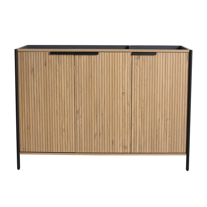 Modern Freestanding Bathroom Vanity with Adjustable Shelves in Light Coffee Plywood, 48' Default -DTYStore