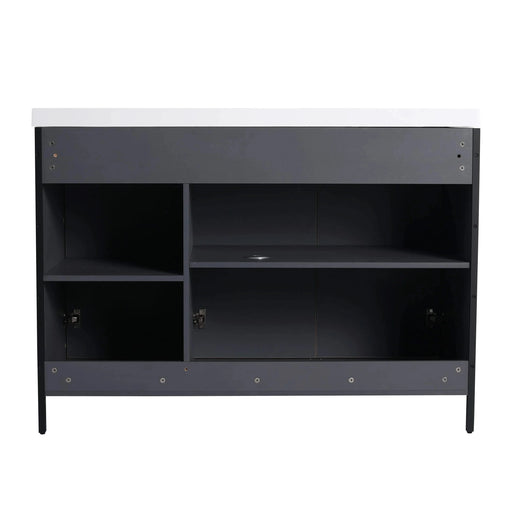 Modern Freestanding Bathroom Vanity with Adjustable Shelves in Light Coffee Plywood, 48' Default -DTYStore