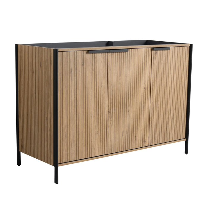 Modern Freestanding Bathroom Vanity with Adjustable Shelves in Light Coffee Plywood, 48' Default -DTYStore