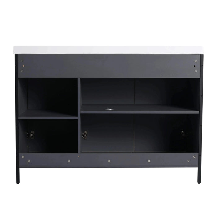 Modern Freestanding Bathroom Vanity with Resin Sink & Soft-Close Doors in Light Coffee Plywood, 48' Default -DTYStore