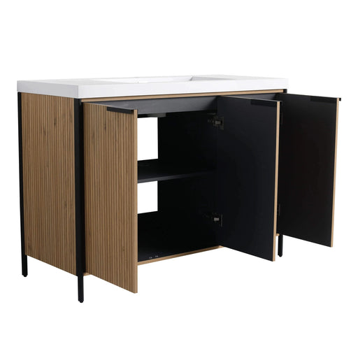 Modern Freestanding Bathroom Vanity with Resin Sink & Soft-Close Doors in Light Coffee Plywood, 48' Default -DTYStore