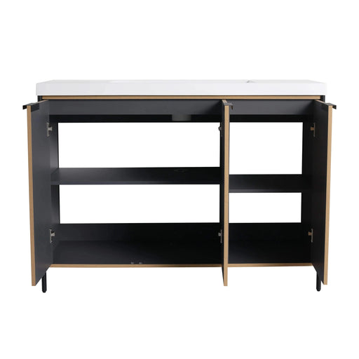 Modern Freestanding Bathroom Vanity with Resin Sink & Soft-Close Doors in Light Coffee Plywood, 48' Default -DTYStore