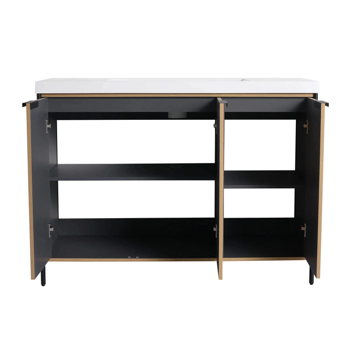Modern Freestanding Bathroom Vanity with Resin Sink & Soft-Close Doors in Light Coffee Plywood, 48' Default -DTYStore