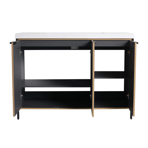 Modern Freestanding Bathroom Vanity with Resin Sink & Soft-Close Doors in Light Coffee Plywood, 48' Default -DTYStore