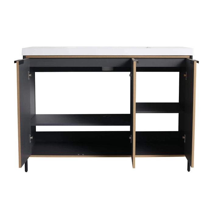 Modern Freestanding Bathroom Vanity with Resin Sink & Soft-Close Doors in Light Coffee Plywood, 48' Default -DTYStore