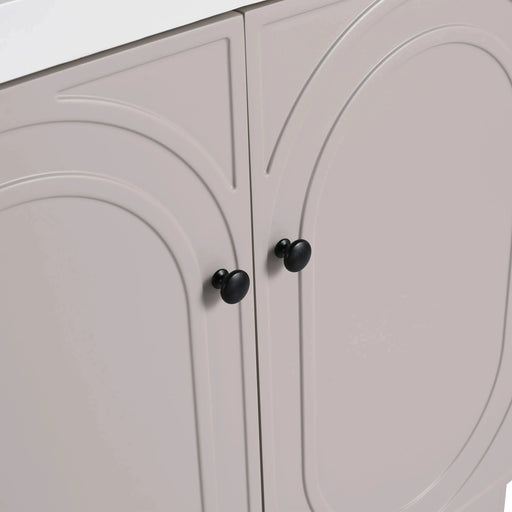 Modern Freestanding Bathroom Vanity with Soft-Close Cabinet Doors in Khaki Plywood, 36-Inch, Excluding Sink Default -DTYStore