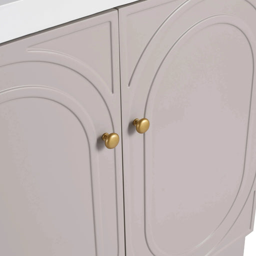 Modern Freestanding Bathroom Vanity with Soft-Close Cabinet Doors in Khaki Plywood, 36-Inch, Excluding Sink Default -DTYStore