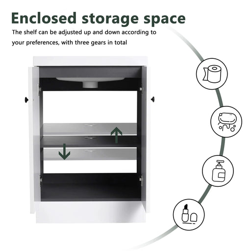 Modern Freestanding Bathroom Vanity with White Resin Sink & Soft-Close Cabinet Doors, Durable Plywood, 24-Inch Default -DTYStore