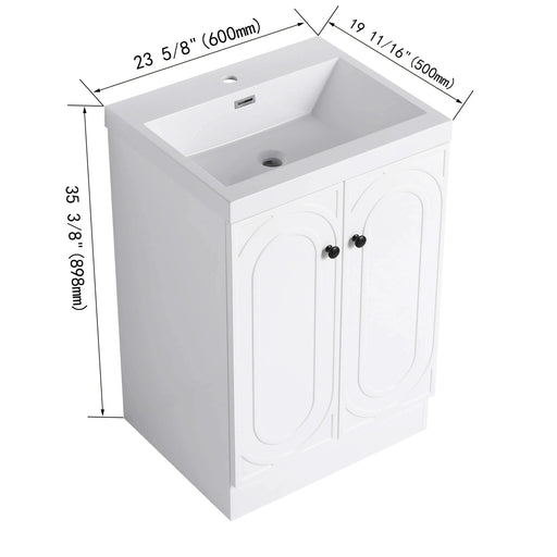 Modern Freestanding Bathroom Vanity with White Resin Sink & Soft-Close Cabinet Doors, Durable Plywood, 24-Inch Default -DTYStore