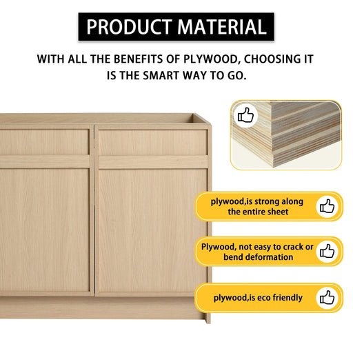 Modern Freestanding Bathroom Vanity with White Resin Sink & Soft-Close Cabinet Doors in Oak Finish, Plywood, 36 Inches Default -DTYStore