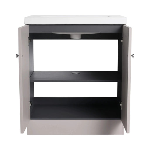 Modern Freestanding Bathroom Vanity with White Resin Sink & Soft-Close Doors in Khaki Plywood, 30 Inch Default -DTYStore