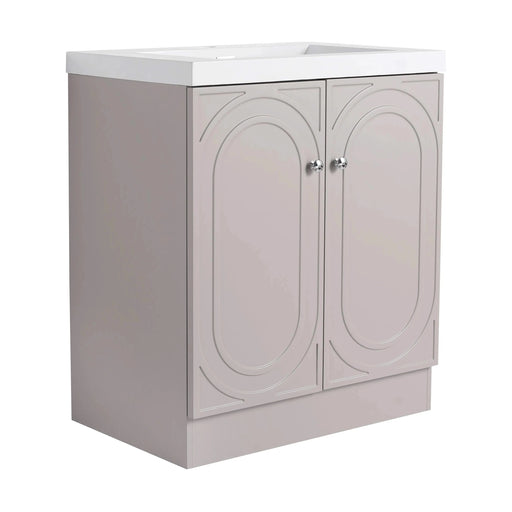 Modern Freestanding Bathroom Vanity with White Resin Sink & Soft-Close Doors in Khaki Plywood, 30 Inch Default -DTYStore