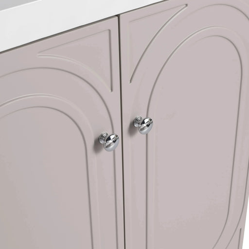 Modern Freestanding Bathroom Vanity with White Resin Sink & Soft-Close Doors in Khaki Plywood, 30 Inch Default -DTYStore