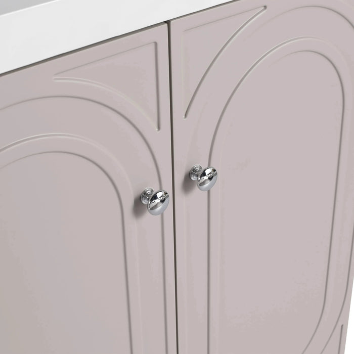 Modern Freestanding Bathroom Vanity with White Resin Sink & Soft-Close Doors in Khaki Plywood, 30 Inch Default -DTYStore