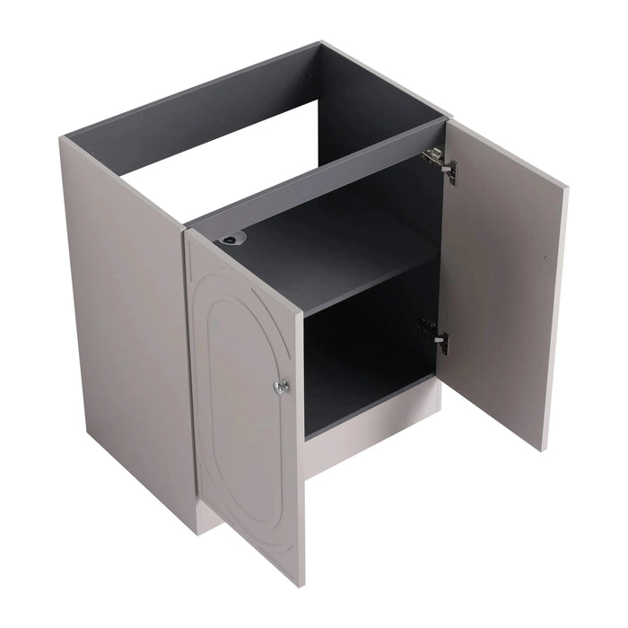 Modern Freestanding Bathroom Vanity with White Resin Sink & Soft-Close Doors in Khaki Plywood, 30 Inch Default -DTYStore