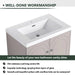 Modern Freestanding Bathroom Vanity with White Resin Sink & Soft-Close Doors in Khaki Plywood, 30 Inch Default -DTYStore