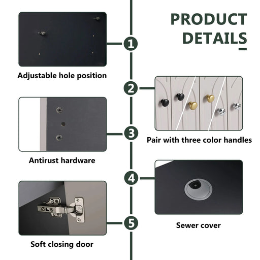 Modern Freestanding Bathroom Vanity with White Resin Sink & Soft-Close Doors in Khaki Plywood, 30 Inch Default -DTYStore