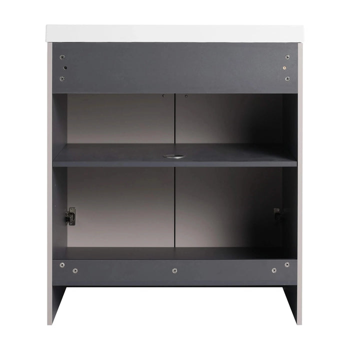 Modern Freestanding Bathroom Vanity with White Resin Sink & Soft-Close Doors in Khaki Plywood, 30 Inch Default -DTYStore
