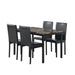 Modern Furniture 5 Piece Metal Dinette Set with Faux Marble Top in Black Default -DTYStore