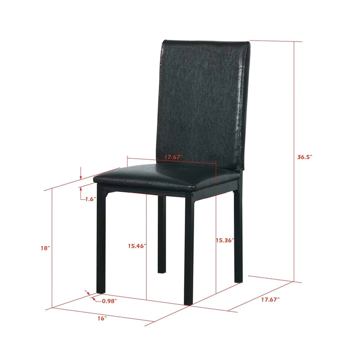 Modern Furniture 5 Piece Metal Dinette Set with Faux Marble Top in Black Default -DTYStore