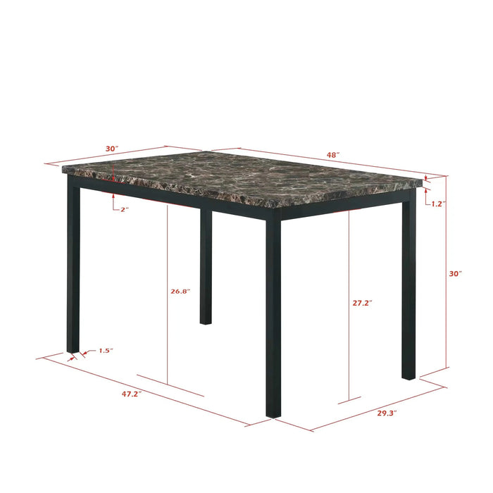 Modern Furniture 5 Piece Metal Dinette Set with Faux Marble Top in Black Default -DTYStore