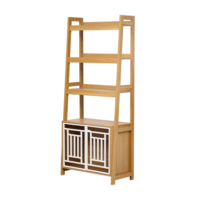 Modern Furniture Style 2 IN 1 Pet Friendly Dog Crate Ladder Bookcase in Ancient Oak MDF and Steel - DTY Store