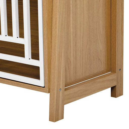 Modern Furniture Style 2 IN 1 Pet Friendly Dog Crate Ladder Bookcase in Ancient Oak MDF and Steel Default -DTYStore