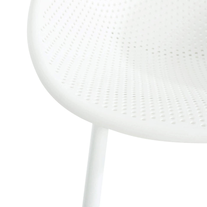 Modern Gable Outdoor Barstool Set of 2 with Weather-Resistant Plastic and Iron in White Default -DTYStore