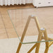 Modern Gold Glass Dining Table with Metal Legs for 2-4 People, 35.4-Inch Square Default -DTYStore
