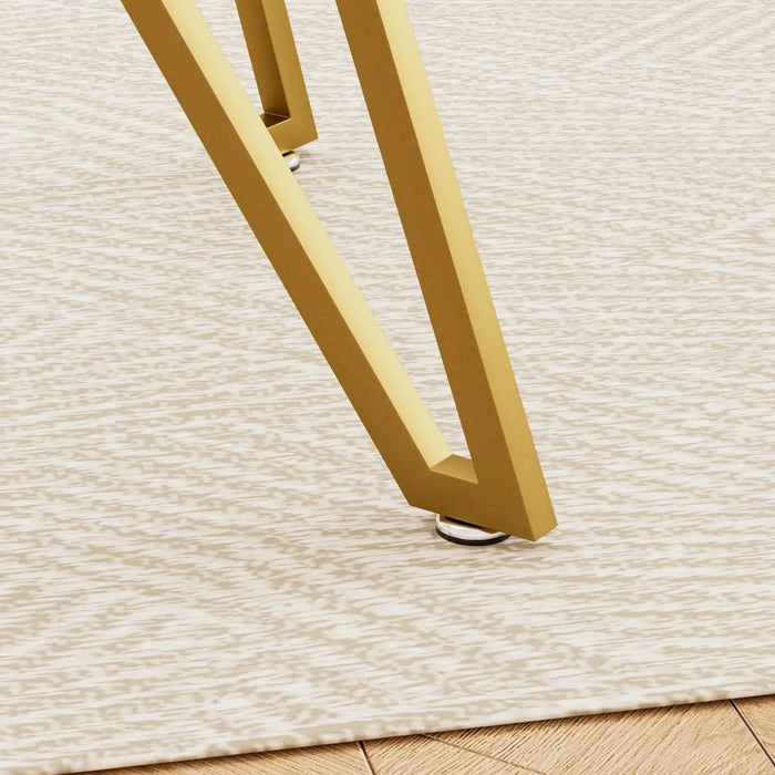 Modern Gold Rectangular Glass Dining Table with Sturdy Metal Legs for Dining Room, Living Room, and Office Default -DTYStore