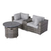Modern Gray 4-Piece Seating Group with Cushions and Fire Pit in HDPE Wicker Default -DTYStore