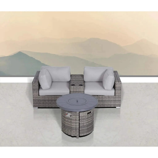 Modern Gray 4-Piece Seating Group with Cushions and Fire Pit in HDPE Wicker Default -DTYStore