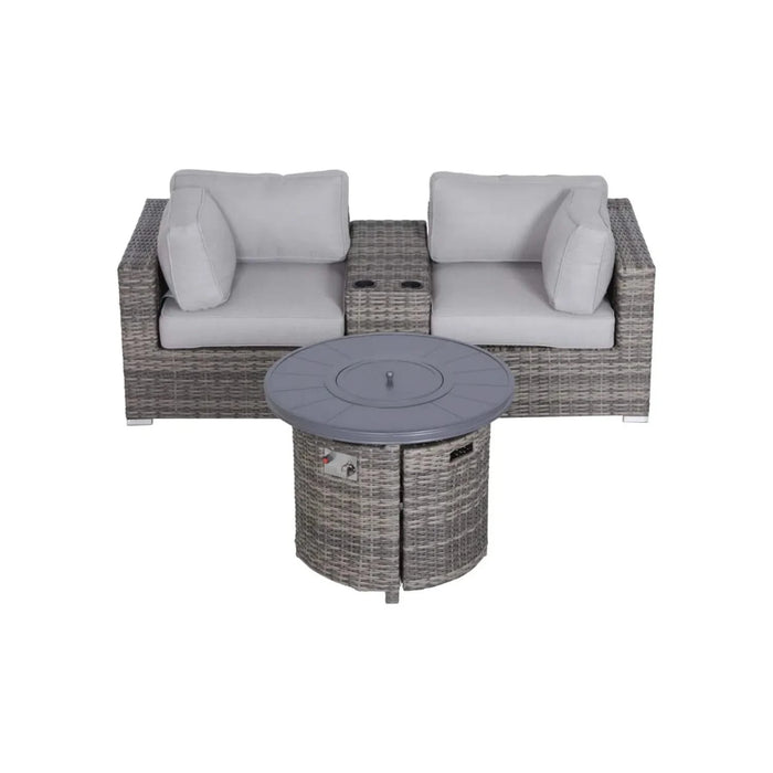 Modern Gray 4-Piece Seating Group with Cushions and Fire Pit in HDPE Wicker Default -DTYStore