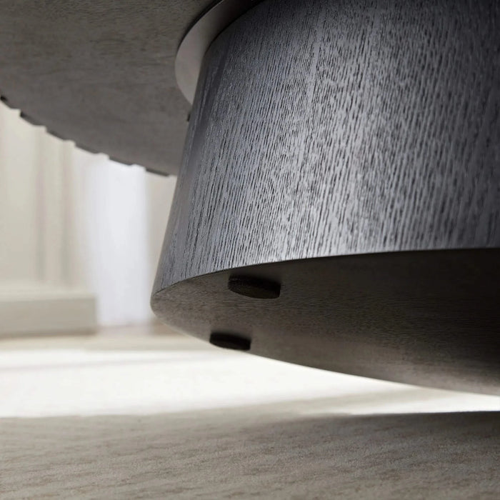 Modern Handcraft Drum Coffee Table Length 43.7 inch Ellipse Coffee Table for Living Room,Oval Small Coffee Table with Sturdy Pedestal,Black MDF Default -DTYStore