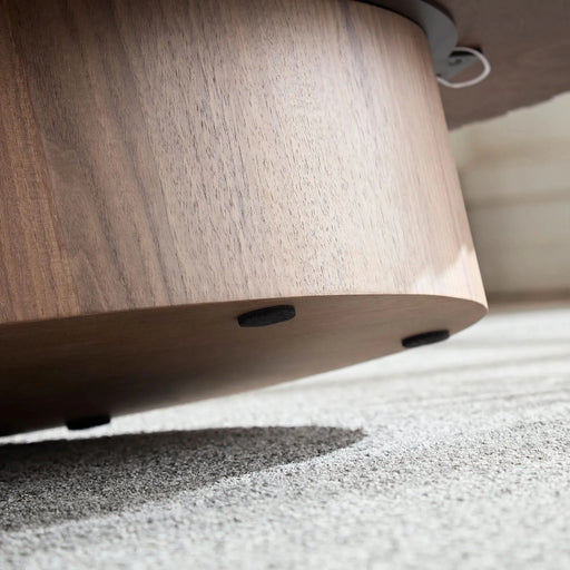 Modern Handcraft Drum Coffee Table Length 43.7 inch Ellipse Coffee Table for Living Room,Oval Small Coffee Table with Sturdy Pedestal,Walnut MDF Default -DTYStore