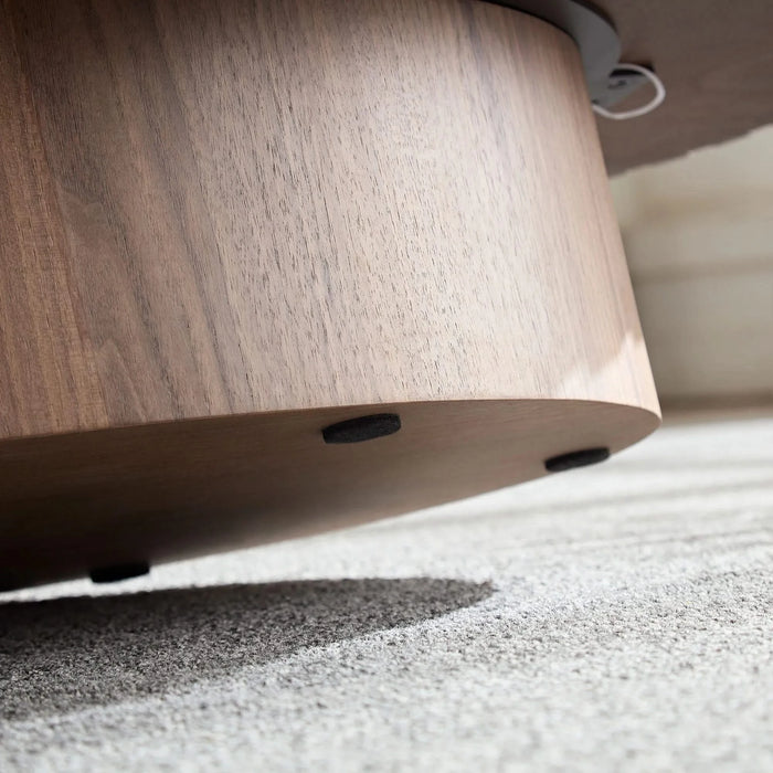 Modern Handcraft Drum Coffee Table Length 43.7 inch Ellipse Coffee Table for Living Room,Oval Small Coffee Table with Sturdy Pedestal,Walnut MDF Default -DTYStore