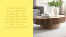 Modern Handcraft Drum Coffee Table Length 43.7 inch Ellipse Coffee Table for Living Room,Oval Small Coffee Table with Sturdy Pedestal,Walnut MDF Default -DTYStore