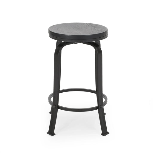 Modern Industrial Counter Stool Set with Swivel Function in Black Wood and Metal, 24.25 Inches Default -DTYStore